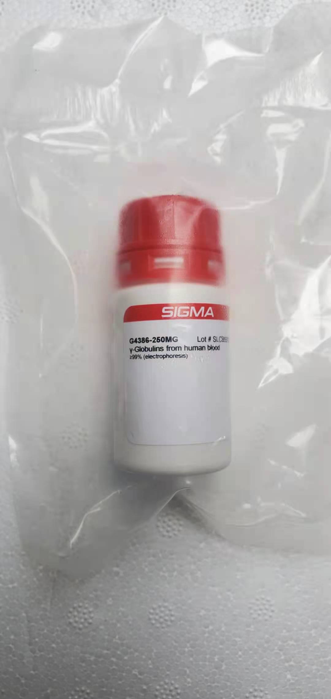 G4386     γ-球蛋白 来源于人类血液  ≥99% (electrophoresis)   250mg